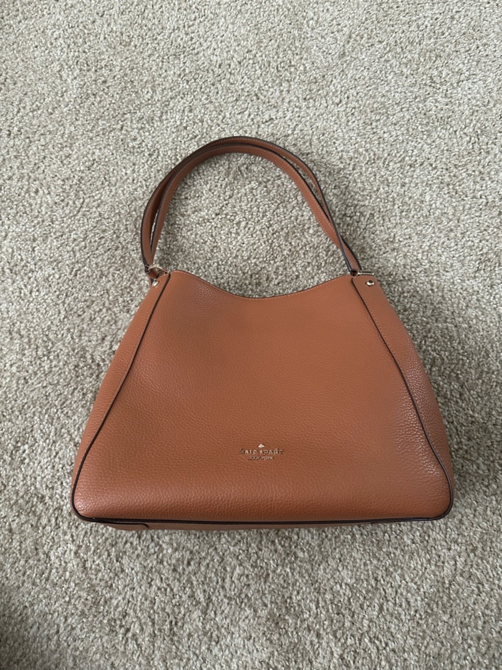 kate spade Cognac Pebbled Leather Shoulder Tote